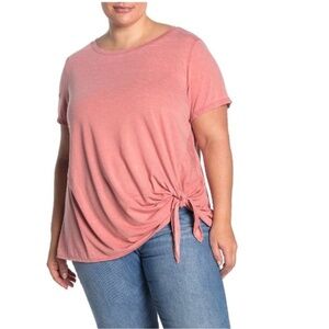 Caslon Tie Front T-Shirt (Plus Size)